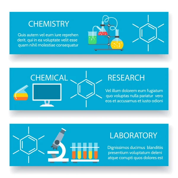 Набір банерів для хімічних лабораторій — стоковий вектор