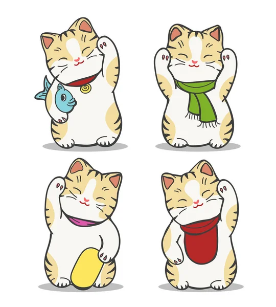 Maneki neko japán macska készlet — Stock Vector