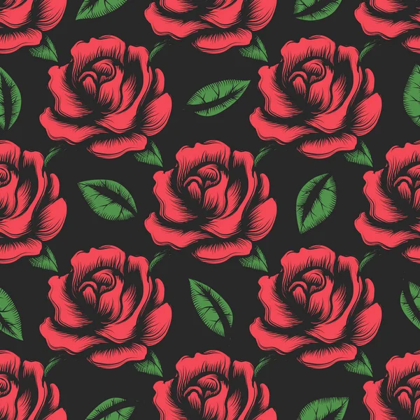 Червона троянда квітка безшовний візерунок — стоковий вектор