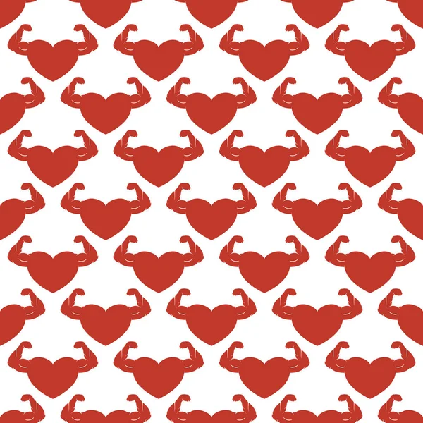Rojo corazones fuertes patrón sin costura — Vector de stock