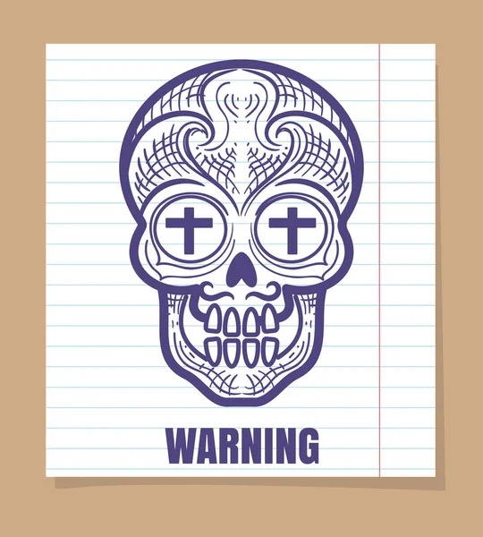 Calavera sugar skull on linear page — Stock Vector