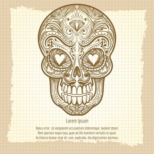 墨西哥装饰头骨上老式背景 — 图库矢量图片