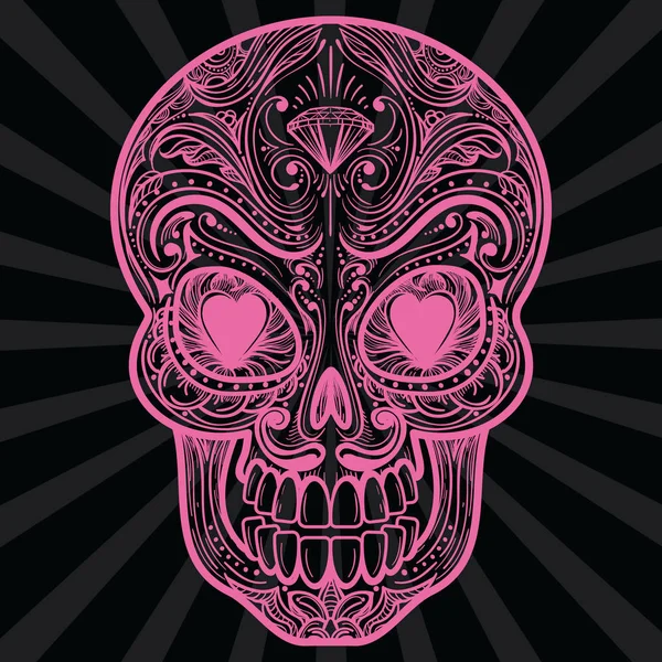 Tatoo de cráneo de azúcar mexicano rosa — Archivo Imágenes Vectoriales
