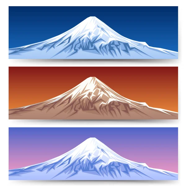 Banderas fuji de montaje con capucha de nieve — Archivo Imágenes Vectoriales