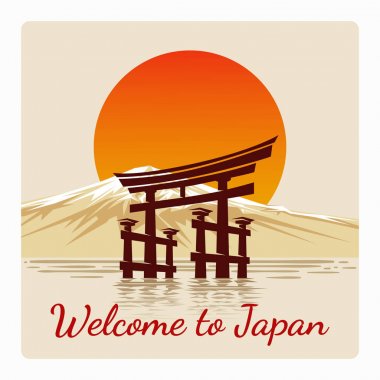 Retro poster Japonya hoş geldiniz