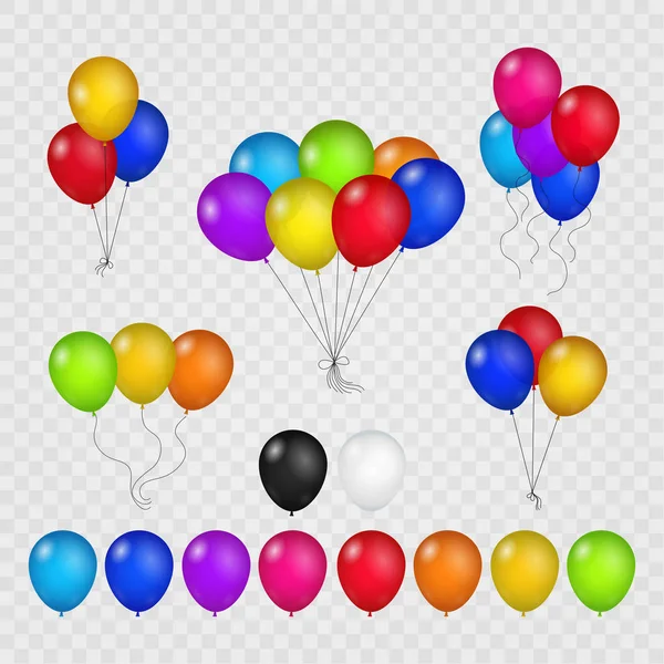 Globos de colores sobre fondo transparente — Vector de stock