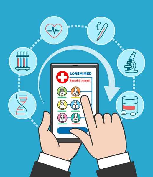 स्मार्टफोन रिमोट वैद्यकीय सेवा — स्टॉक व्हेक्टर