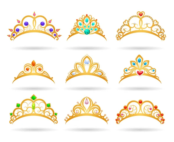 Princess golden tiaras with diamonds Stock Illustration