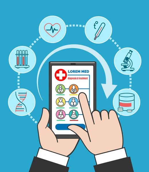 Smartphone cuidados médicos remotos —  Vetores de Stock