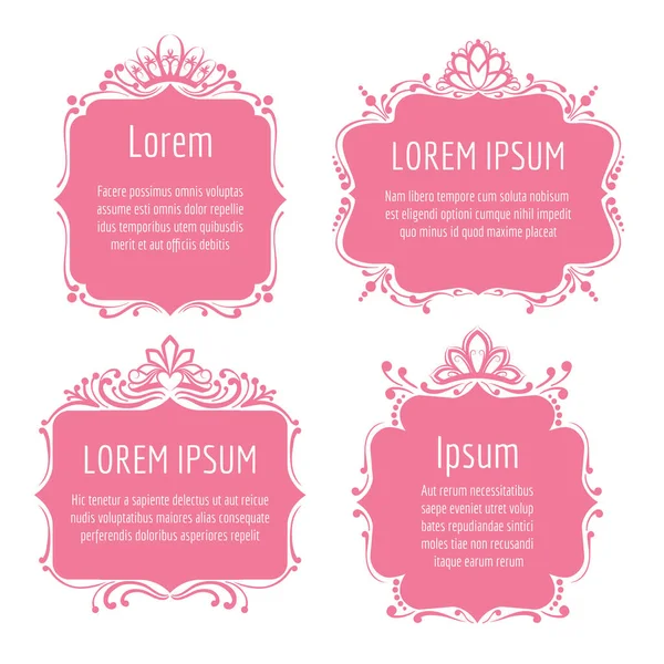 Beautiful pink frames with princess crowns Royalty Free Stock Vectors