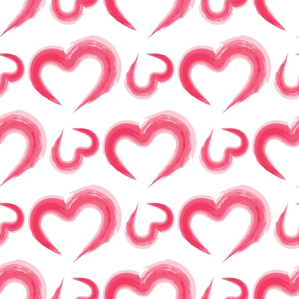 Rosa akvarell imitation hjärtan sömlösa mönster — Stock vektor