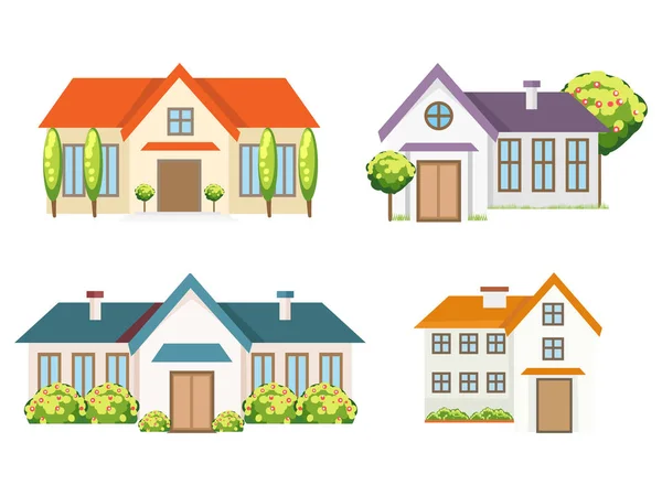 Coleção de casas residenciais coloridas — Vetor de Stock
