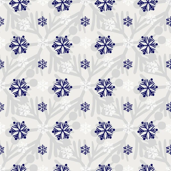 Зимовий безшовний візерунок зі сніжинками — стоковий вектор