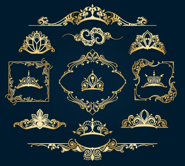 Elementos de decoración dorada de estilo victoriano — Vector de stock