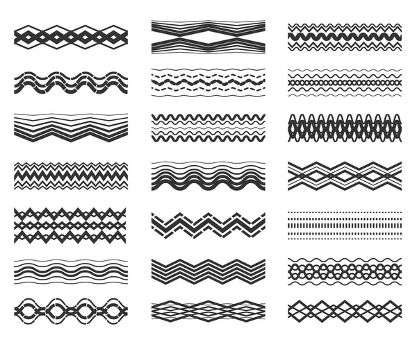 Zigzag en golvende lijnpatroon instellen — Stockvector