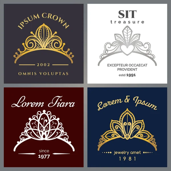 Set logo-uri de lux Tiara — Vector de stoc