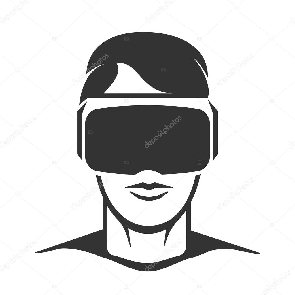 Virtual reality man silhouette