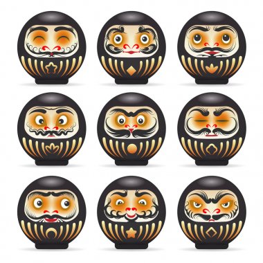 Siyah duygusal daruma bebek seti
