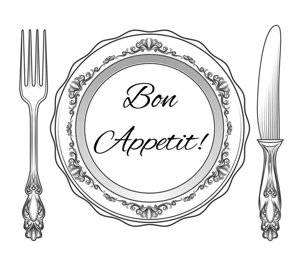 Tabak, çatal ve bıçak.