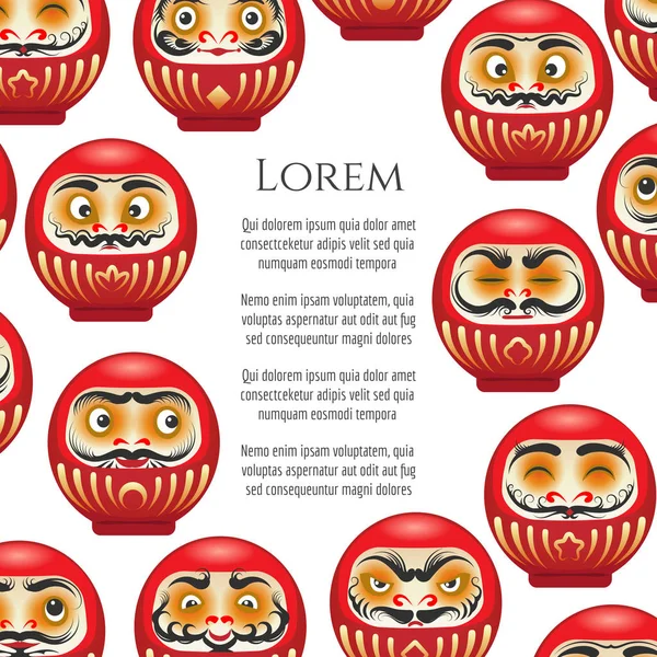 일본 빨간 달마 인형 포스터 — 스톡 벡터