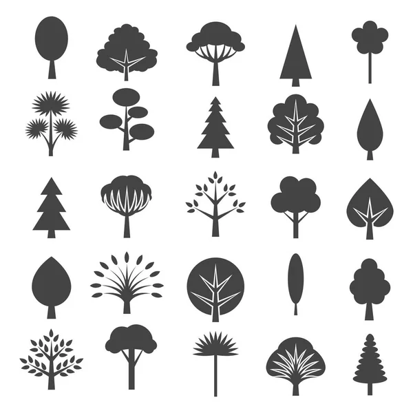 Tree icons isolated on white background — Stock Vector