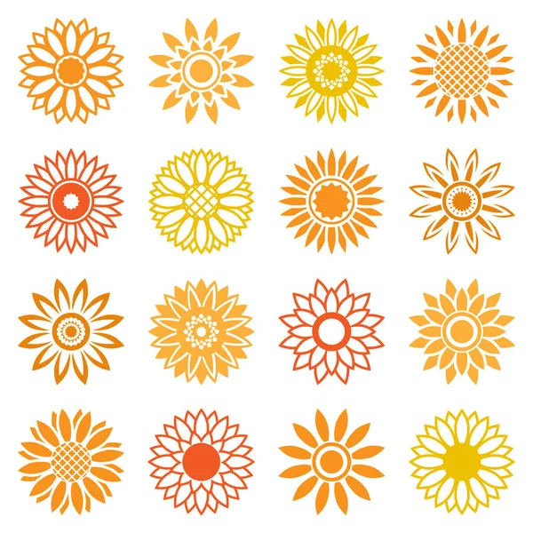 Sonnenblumen-Symbole für Logo und Etiketten — Stockvektor