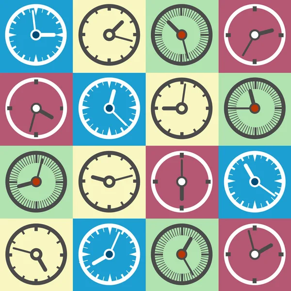 Icônes horloge colorée — Image vectorielle