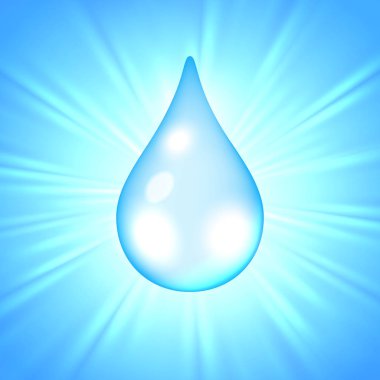 Damla su sunburst arka plan üzerinde