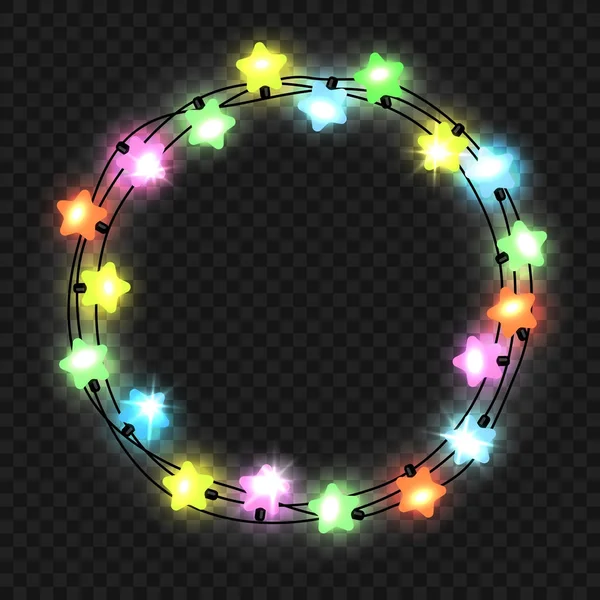Guirnalda de luz estrella de Navidad en transparente — Vector de stock