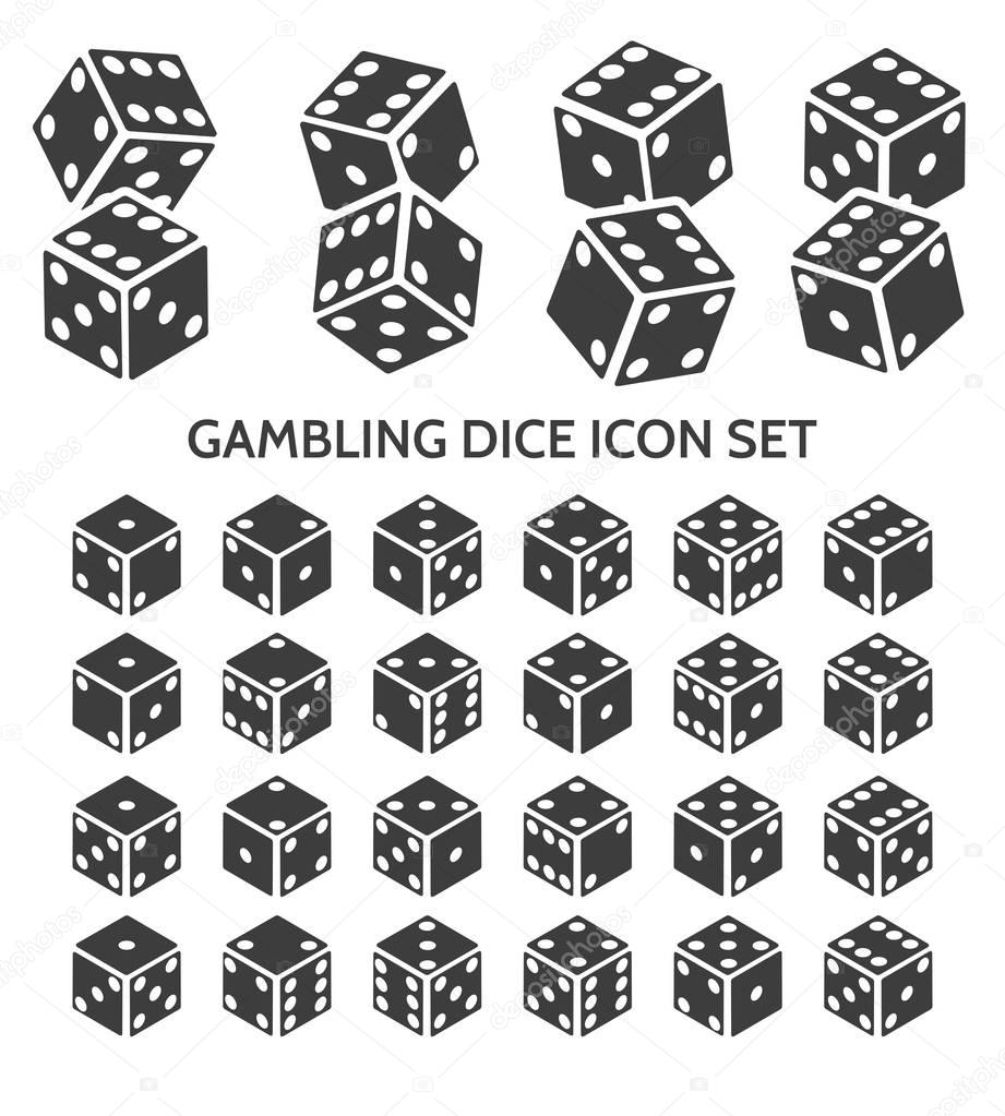 Gambling dice icon set