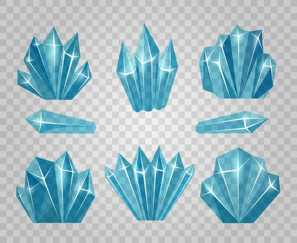 Cristaux de glace isolés sur fond transparent — Image vectorielle