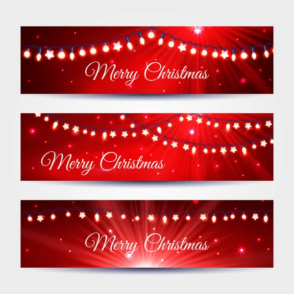 Weihnachtslichtergirlanden Banner gesetzt — Stockvektor