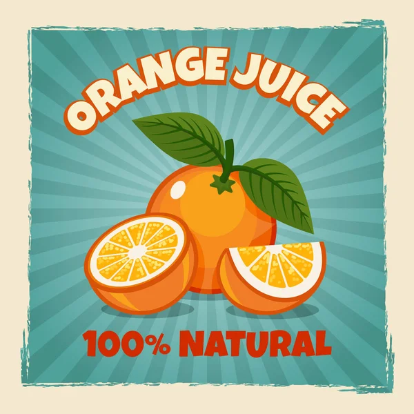 Poster vintage buah oranye - Stok Vektor