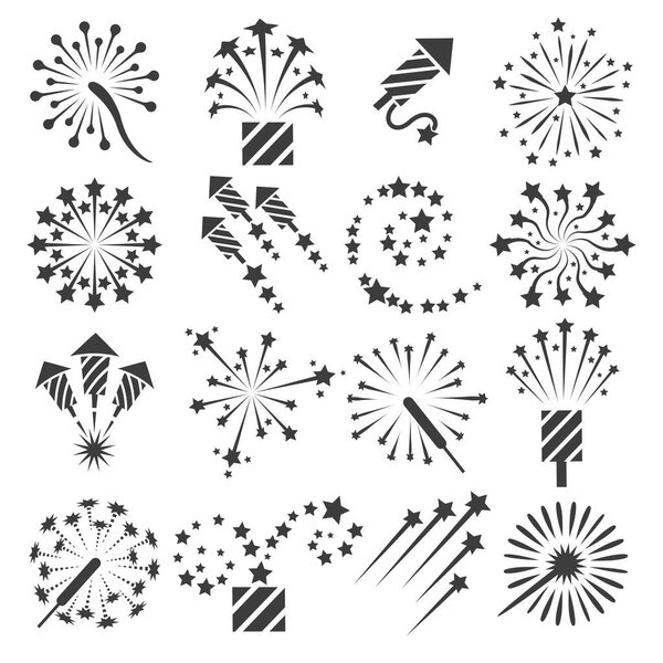 Firework icons, party signs