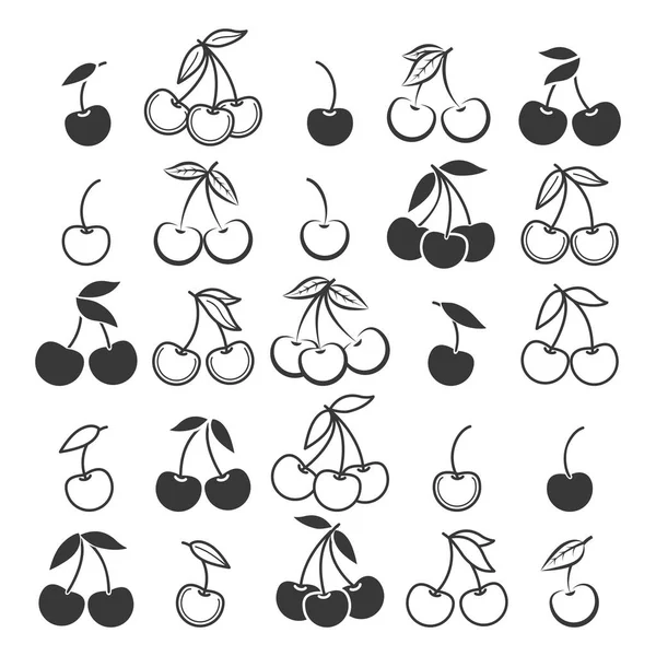 Colección de iconos de cereza — Vector de stock