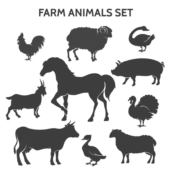 Boerderij dieren silhouetten — Stockvector