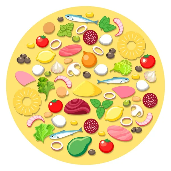 Pizza ingredientes de cocina — Vector de stock