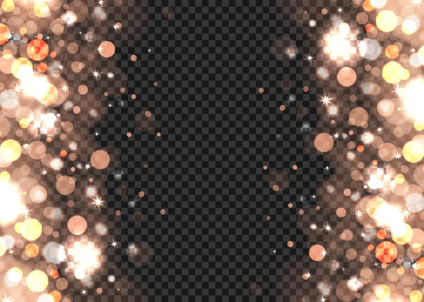 Abstrakte Bronze-Bokeh-Lichter auf Transparent — Stockvektor