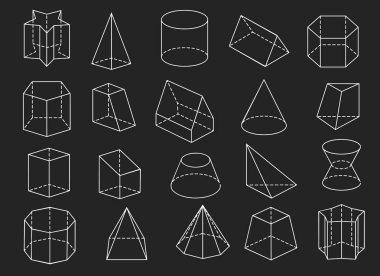 3d Icons set çizgi geometrik şekiller