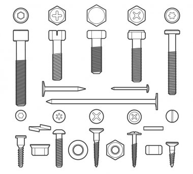 Metal bağlantı elemanları Icons set hattı