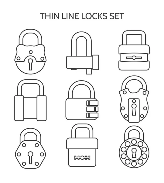 Overzicht lock icons set — Stockvector