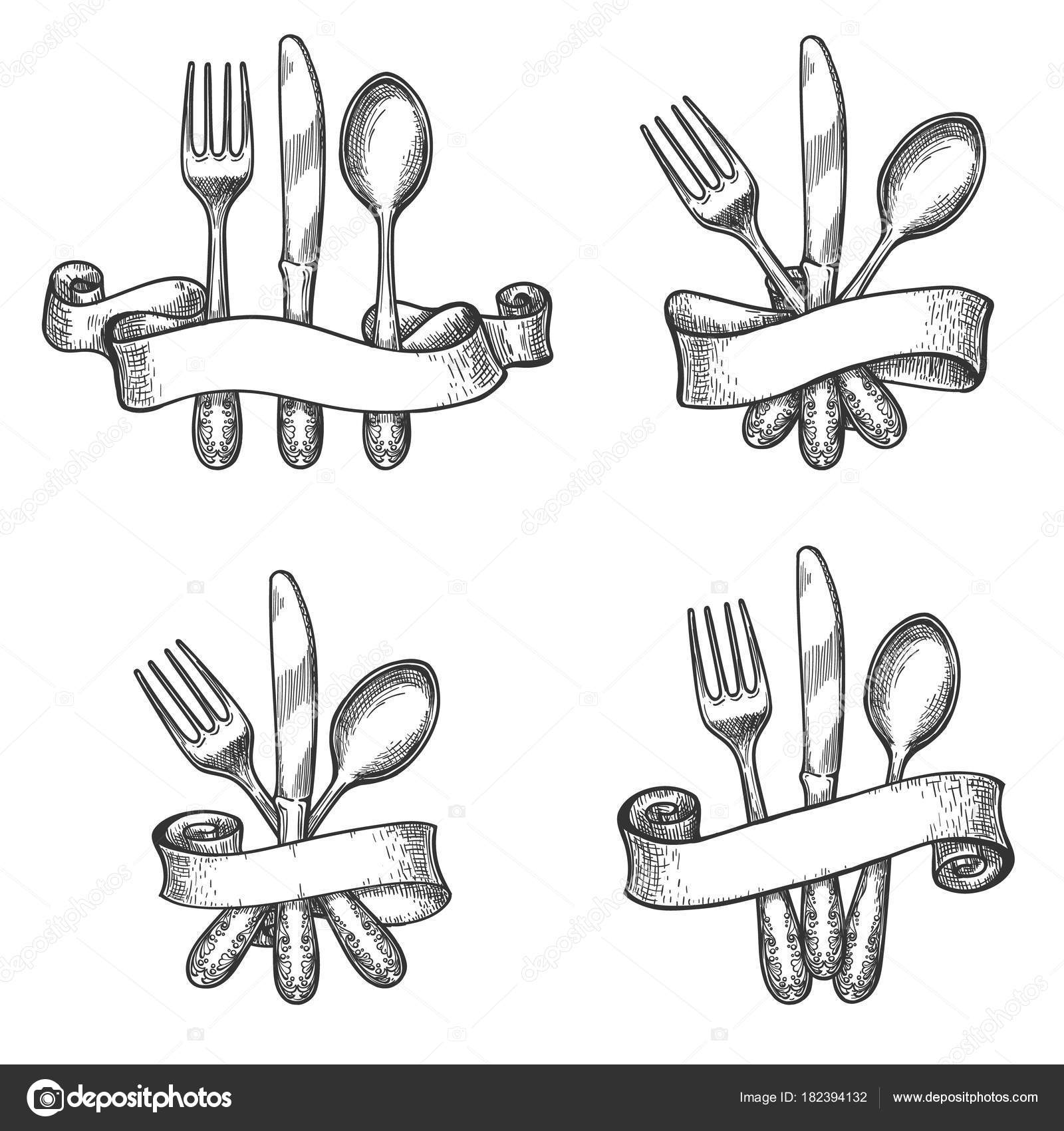 Vintage dinner table silverware set — Stock Vector © vectortatu ... Vintage dinner table silverware set — Stock Vector © vectortatu ...