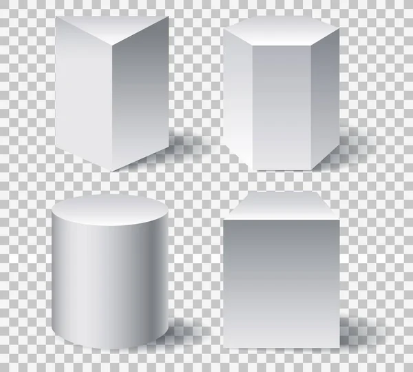 Geometric white 3d shapes — Stock Vector