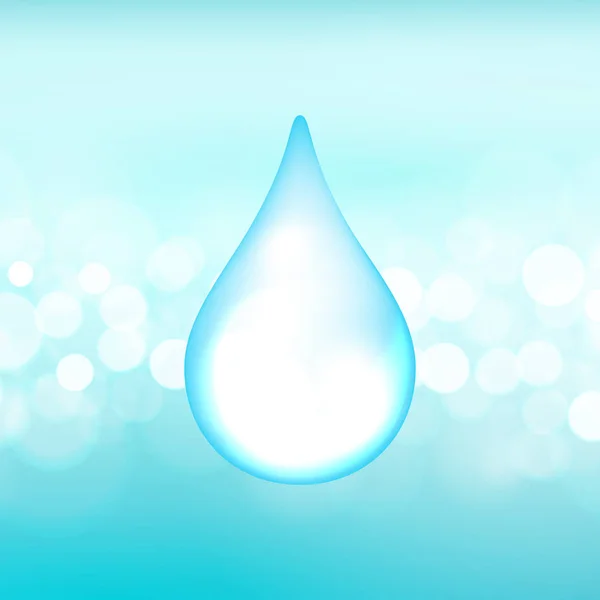 Gota de agua sobre fondo de luces boken — Vector de stock