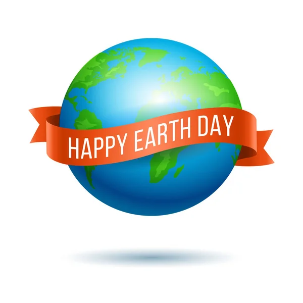 Globe du Jour de la Terre avec ruban rouge — Image vectorielle