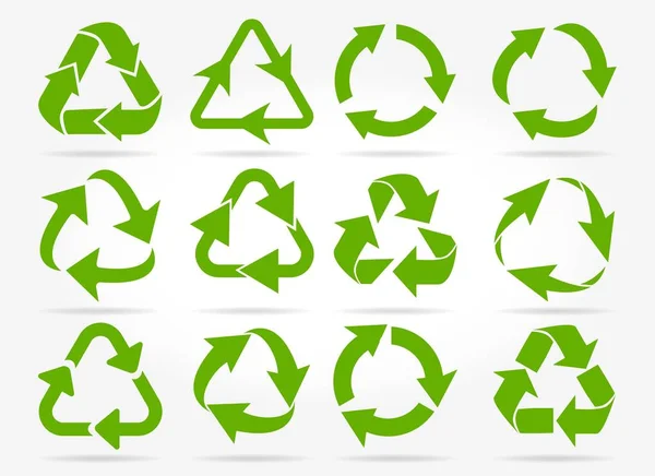 Ícones de seta reciclar verde — Vetor de Stock