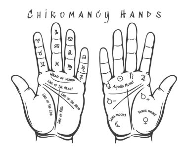 Chiromancy eller illüstrasyon