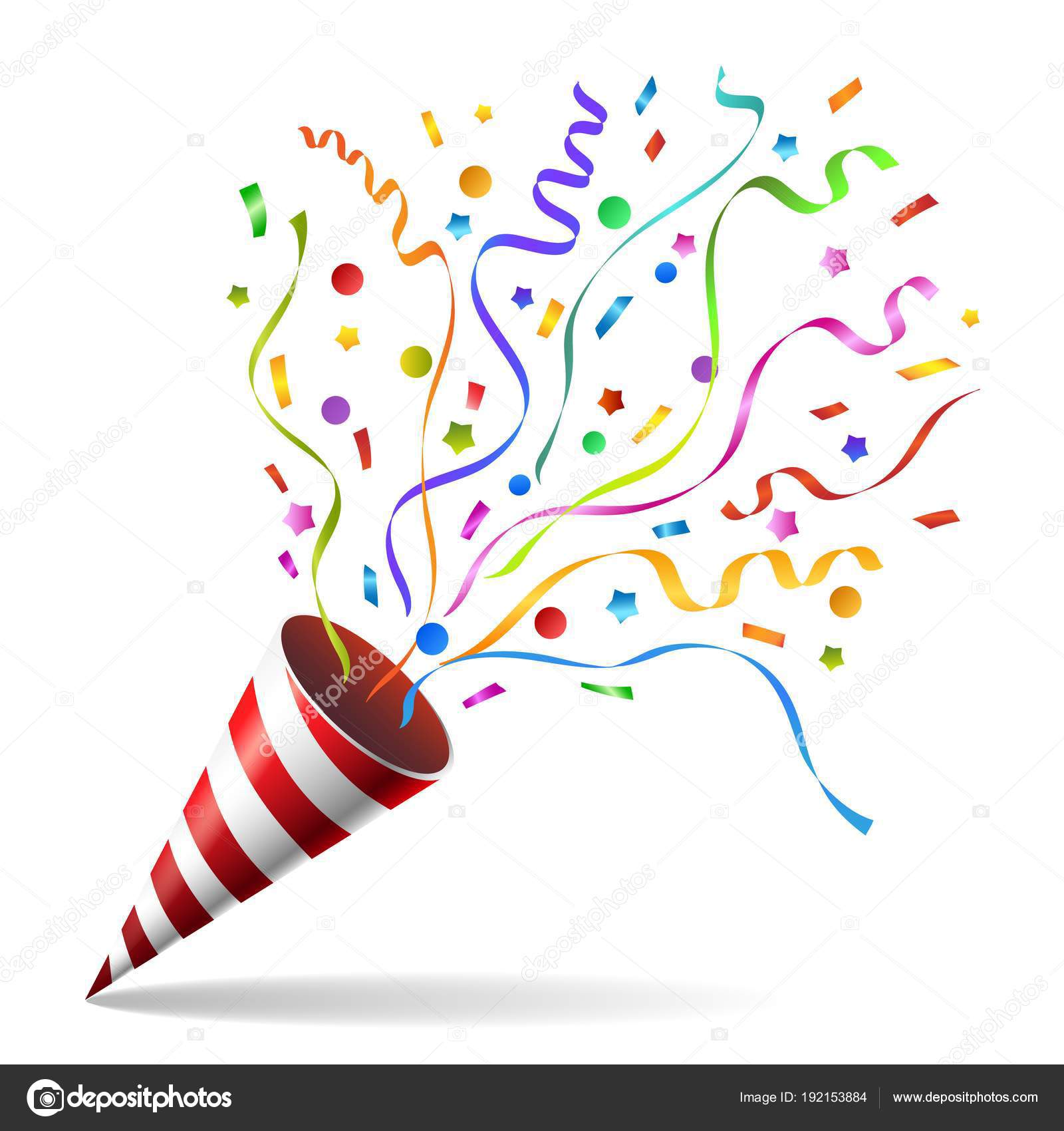Popper de fiesta con confeti Vector de stock #192153884 de ©vectortatu, image size:1600x1700