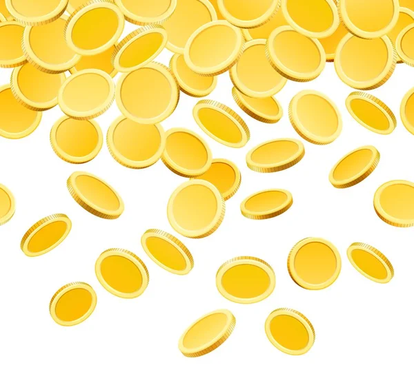 Objętych złote monety na białym tle — Wektor stockowy