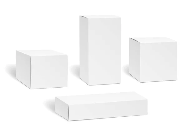Juego de cajas en blanco — Vector de stock
